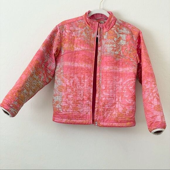 OBERMEYER Pink Orange Light Blue Quilted Winter Ski Snowboard Full Zip Jacket